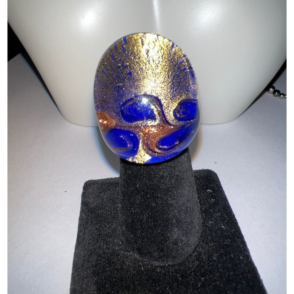 Vintage Glass Marble Ring -- Size 8